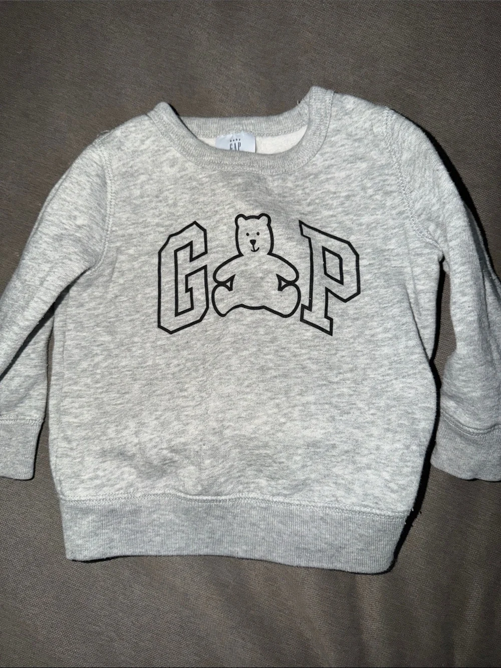 GAP Light Gray Bear Logo Crew Sweatshirt